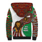 Burundi Lion Tribal Pattern Sherpa Hoodie - National Motto Unité Travail Progrès