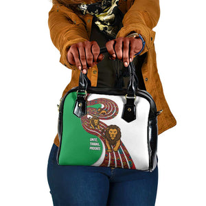 Burundi Lion Tribal Pattern Shoulder Handbag - National Motto Unité Travail Progrès