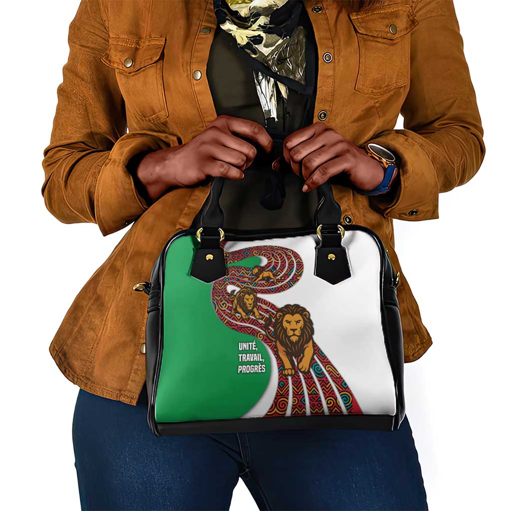 Burundi Lion Tribal Pattern Shoulder Handbag - National Motto Unité Travail Progrès