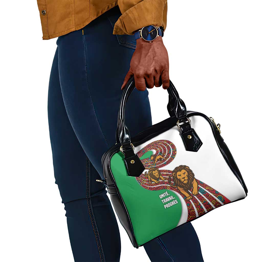 Burundi Lion Tribal Pattern Shoulder Handbag - National Motto Unité Travail Progrès
