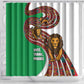 Burundi Lion Tribal Pattern Shower Curtain - National Motto Unité Travail Progrès