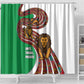 Burundi Lion Tribal Pattern Shower Curtain - National Motto Unité Travail Progrès