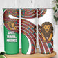 Burundi Lion Tribal Pattern Skinny Tumbler - National Motto Unité Travail Progrès