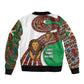 Burundi Lion Tribal Pattern Sleeve Zip Bomber Jacket - National Motto Unité Travail Progrès