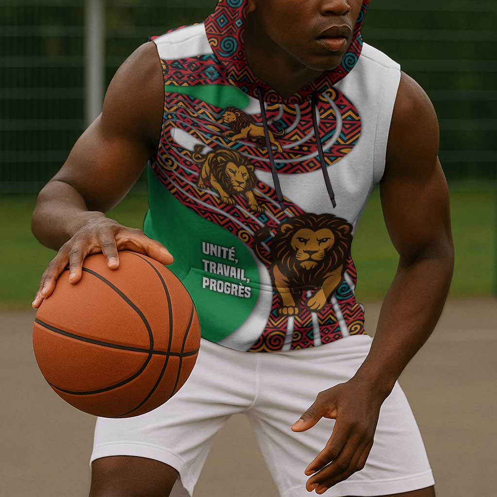 Burundi Lion Tribal Pattern Sleeveless Hoodie - National Motto Unité Travail Progrès - African Pride