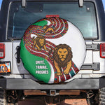 Burundi Lion Tribal Pattern Spare Tire Cover - National Motto Unité Travail Progrès