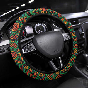 Burundi Lion Tribal Pattern Steering Wheel Cover - National Motto Unité Travail Progrès