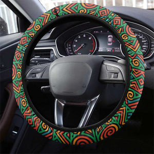 Burundi Lion Tribal Pattern Steering Wheel Cover - National Motto Unité Travail Progrès