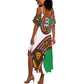 Burundi Lion Tribal Pattern Summer Maxi Dress - National Motto Unité Travail Progrès