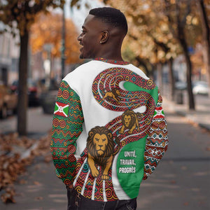 Burundi Lion Tribal Pattern Sweatshirt - National Motto Unité Travail Progrès
