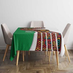 Burundi Lion Tribal Pattern Tablecloth - National Motto Unité Travail Progrès