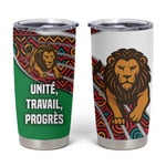 Burundi Lion Tribal Pattern Tumbler Cup - National Motto Unité Travail Progrès
