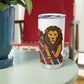 Burundi Lion Tribal Pattern Tumbler Cup - National Motto Unité Travail Progrès