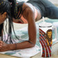 Burundi Lion Tribal Pattern Tumbler With Handle - National Motto Unité Travail Progrès