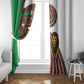 Burundi Lion Tribal Pattern Window Curtain - National Motto Unité Travail Progrès