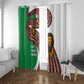 Burundi Lion Tribal Pattern Window Curtain - National Motto Unité Travail Progrès
