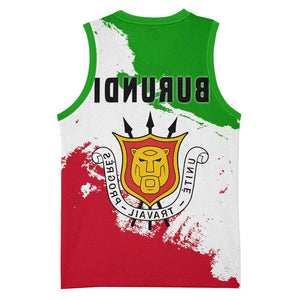 Burundi Flag Basketball Jersey with National Emblem and Motto Unité Travail Progres - African Pride