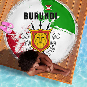 Burundi Flag Beach Blanket with National Emblem and Motto Unité Travail Progres