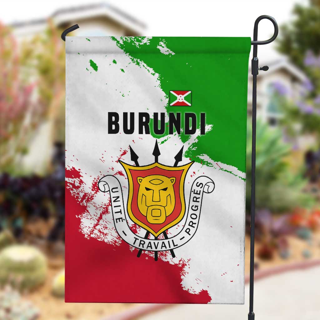 Burundi Flag Garden Flag with National Emblem and Motto Unité Travail Progres