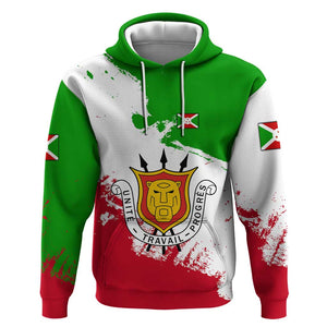 Burundi Flag Hoodie with National Emblem and Motto Unité Travail Progres