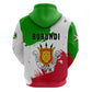 Burundi Flag Hoodie with National Emblem and Motto Unité Travail Progres