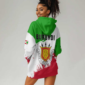 Burundi Flag Hoodie Dress with National Emblem and Motto Unité Travail Progres