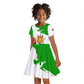 Burundi Flag Kid Short Sleeve Dress with National Emblem and Motto Unité Travail Progres