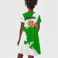 Burundi Flag Kid Short Sleeve Dress with National Emblem and Motto Unité Travail Progres