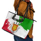 Burundi Flag Leather Tote Bag with National Emblem and Motto Unité Travail Progres