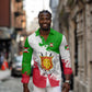 Burundi Flag Long Sleeve Button Shirt with National Emblem and Motto Unité Travail Progres