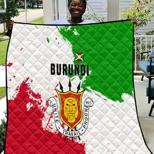 Burundi Flag Quilt with National Emblem and Motto Unité Travail Progres