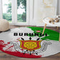 Burundi Flag Round Carpet with National Emblem and Motto Unité Travail Progres