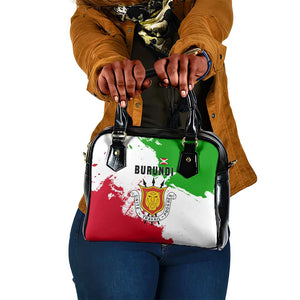 Burundi Flag Shoulder Handbag with National Emblem and Motto Unité Travail Progres