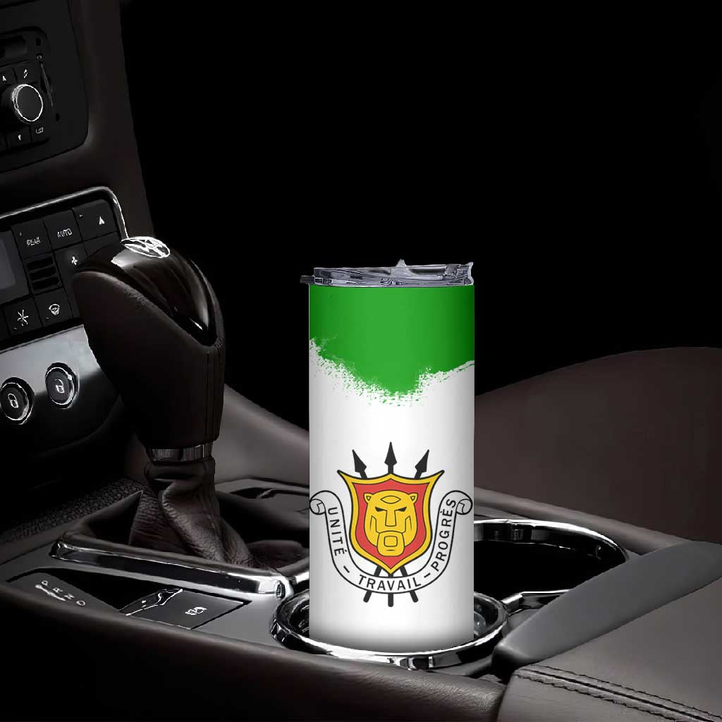 Burundi Flag Skinny Tumbler with National Emblem and Motto Unité Travail Progres