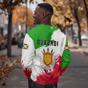 Burundi Flag Sweatshirt with National Emblem and Motto Unité Travail Progres