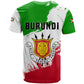 Burundi Flag T shirt with National Emblem and Motto Unité Travail Progres