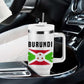 Burundi Flag Tumbler With Handle with National Emblem and Motto Unité Travail Progres