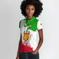 Burundi Flag Women Polo Shirt with National Emblem and Motto Unité Travail Progres