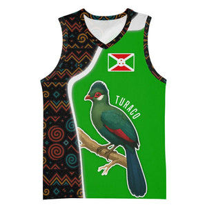 Burundi Turaco Basketball Jersey with National Bird and Flag Pattern - African Pride