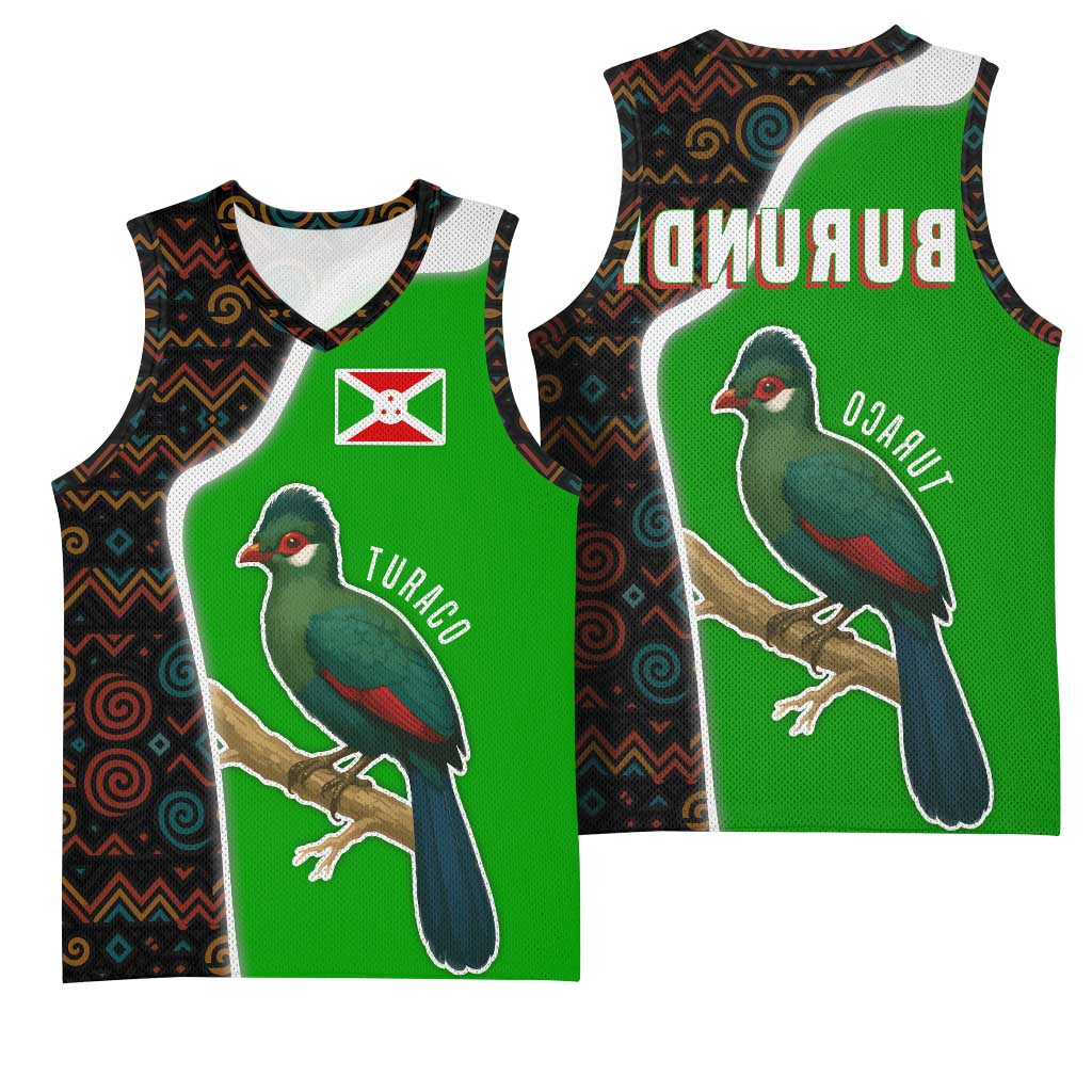 Burundi Turaco Basketball Jersey with National Bird and Flag Pattern - African Pride