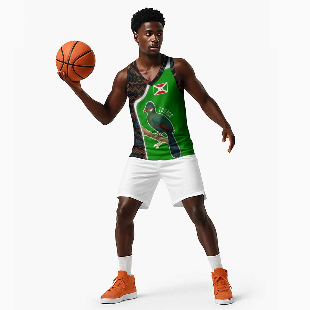 Burundi Turaco Basketball Jersey with National Bird and Flag Pattern - African Pride