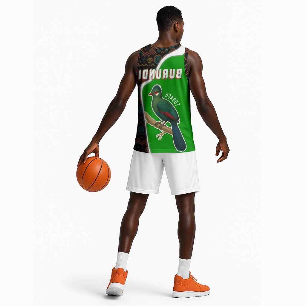 Burundi Turaco Basketball Jersey with National Bird and Flag Pattern - African Pride