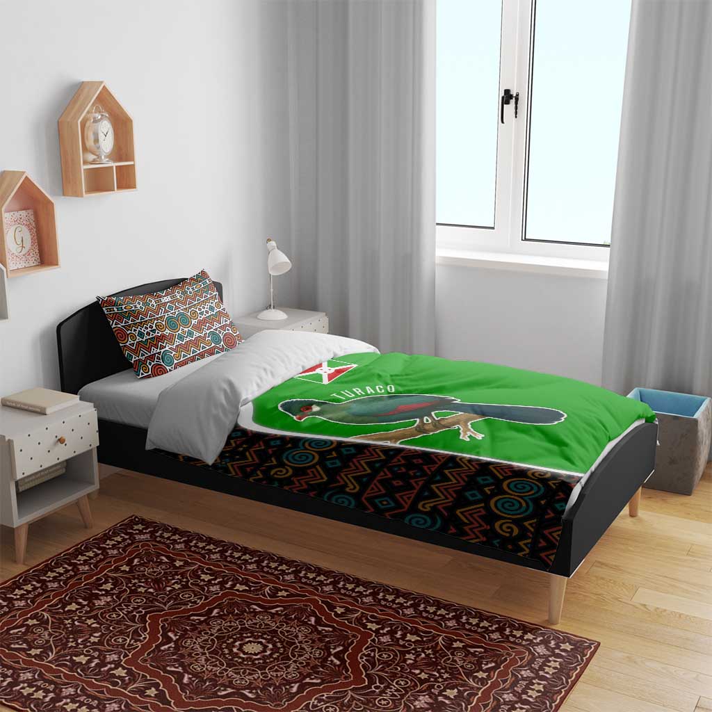 Burundi Turaco Bedding Set with National Bird and Flag Pattern