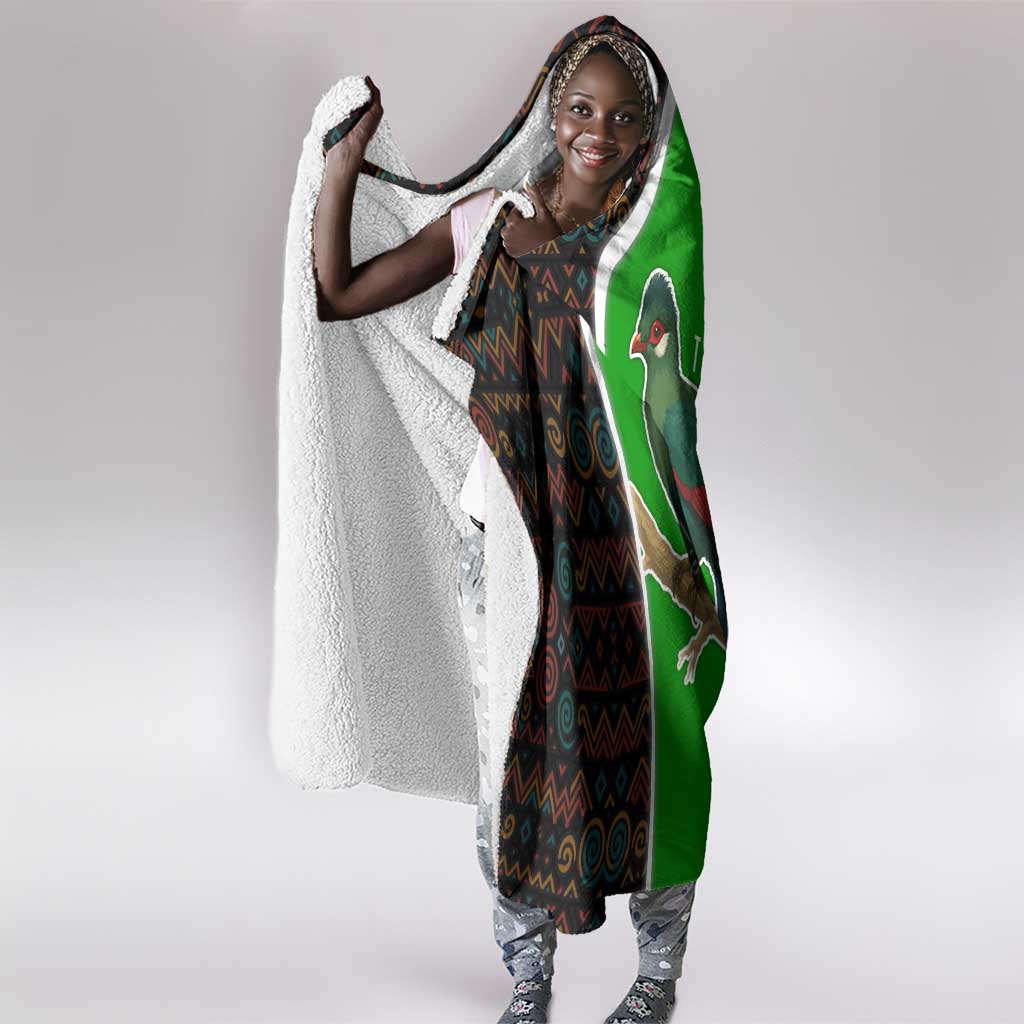 Burundi Turaco Hooded Blanket with National Bird and Flag Pattern
