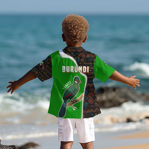 Burundi Turaco Kid Hawaiian Shirt with National Bird and Flag Pattern