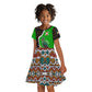 Burundi Turaco Kid Short Sleeve Dress with National Bird and Flag Pattern