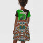 Burundi Turaco Kid Short Sleeve Dress with National Bird and Flag Pattern