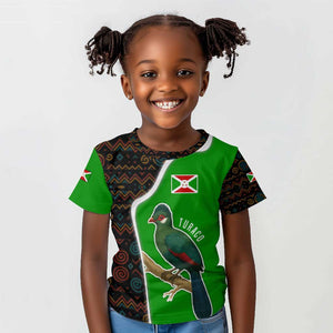 Burundi Turaco Kid T shirt with National Bird and Flag Pattern