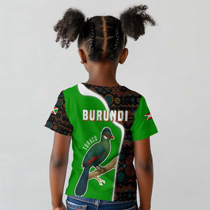 Burundi Turaco Kid T shirt with National Bird and Flag Pattern