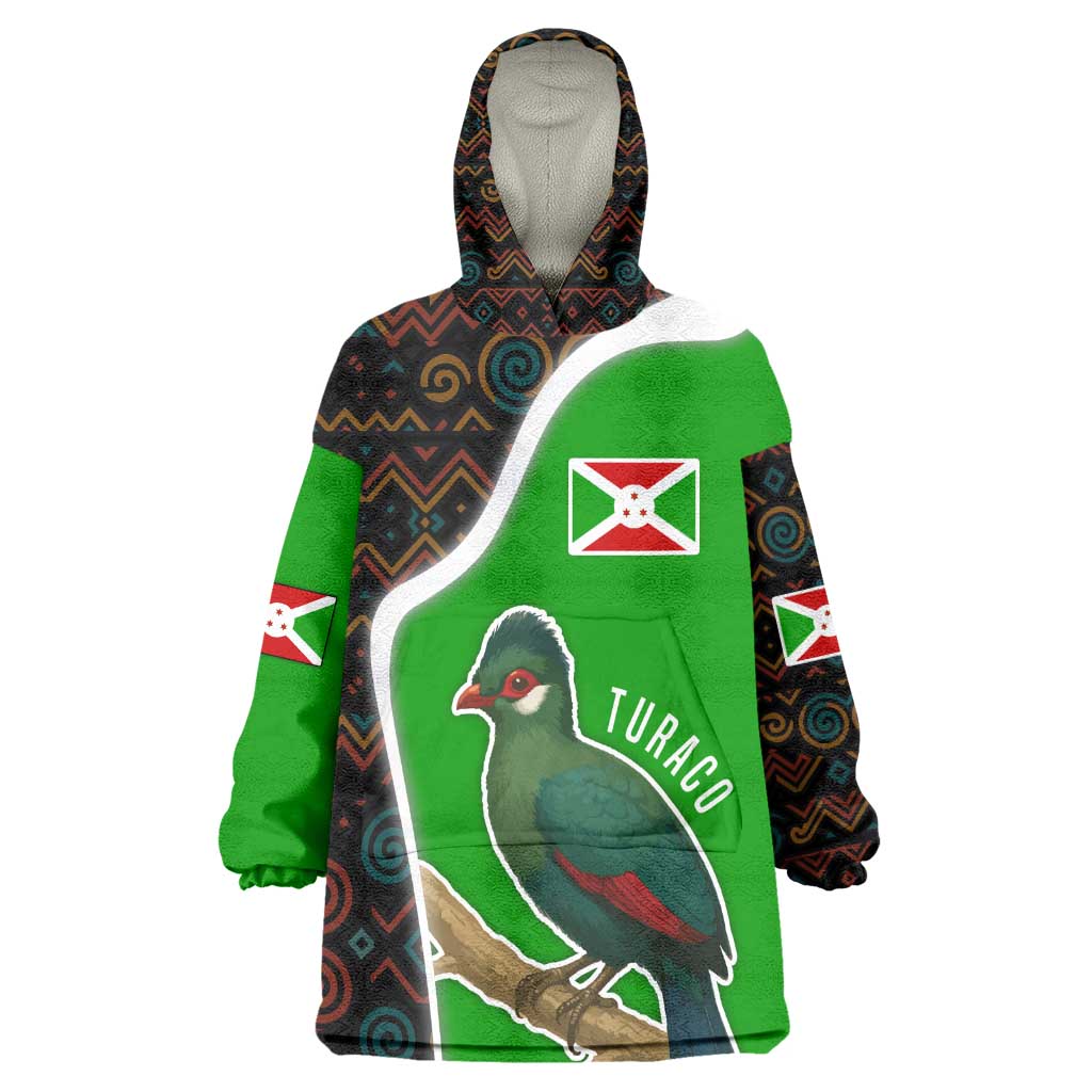Burundi Turaco Kid Wearable Blanket Hoodie with National Bird and Flag Pattern